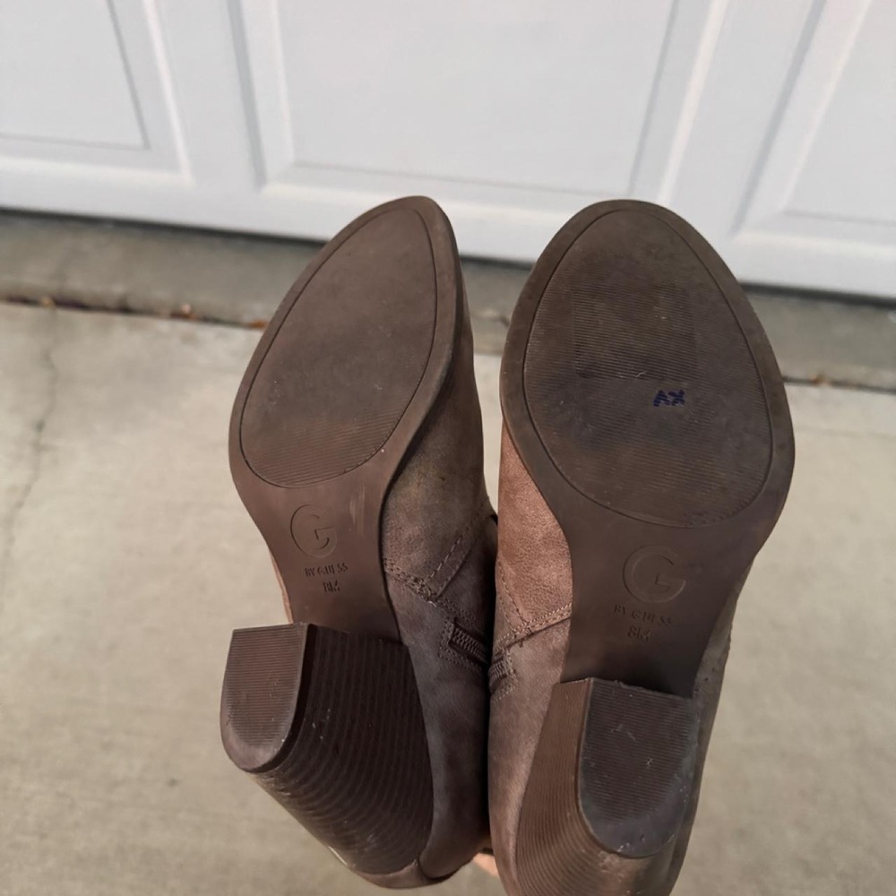 BEIGE G BY GUESS FAUX SUEDE BUCKLE ANKLE BOOTS - Picture 6 of 6